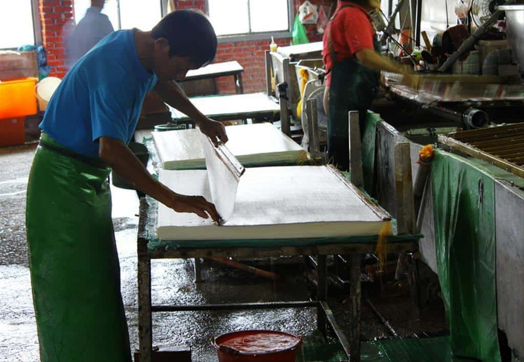 The process of making paper.