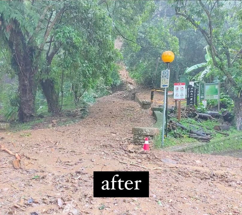 ❗️水社大山土石流沿步道一路淹沒登山口及青年活動中心餐廳道路❗️系列1/2